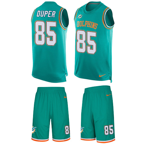 Men's Limited Mark Duper Nike Jersey Aqua Green - #85 Tank Top Suit NFL Miami Dolphins
